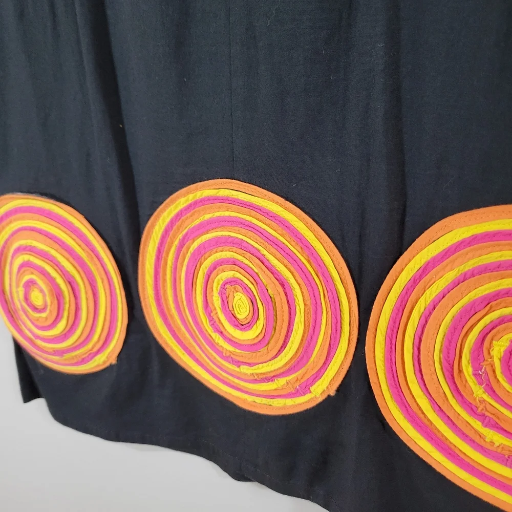 Vintage NIZA black cotton geometric shape sleeveless sheath dress - Picture 11 of 13